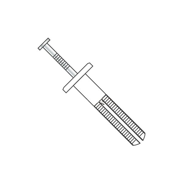 Newport Fasteners Nail Drive Anchor, 1/4" Dia., 2" L, Nylon Zinc Plated, 100 PK 549919 - main